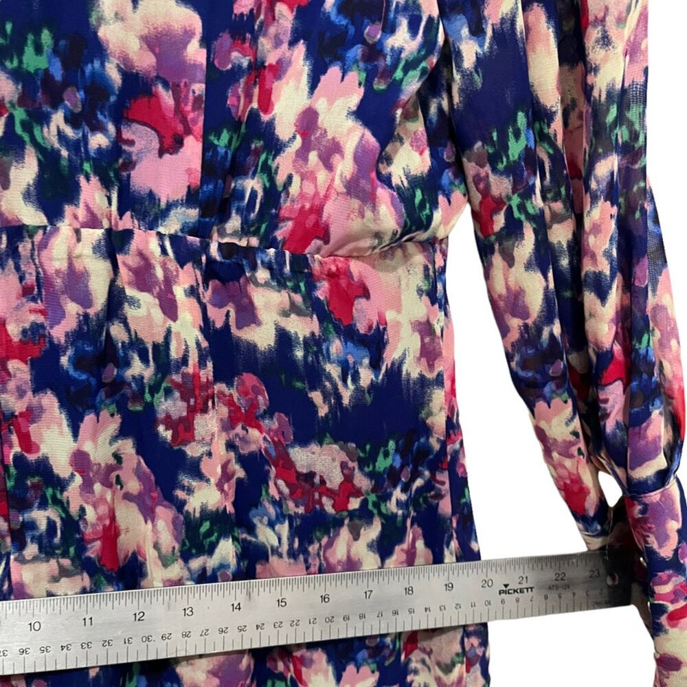 Julia Jordan Dress Floral Chiffon Women Size 16 New NWT Blue Pink V-Neck Flirty - Picture 13 of 16
